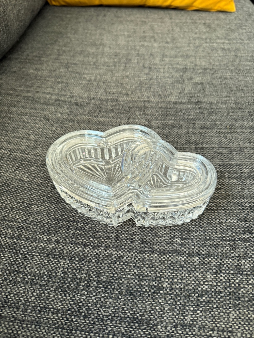 Clear Heart-Shaped Glass Trinket Dish - Clear vintage